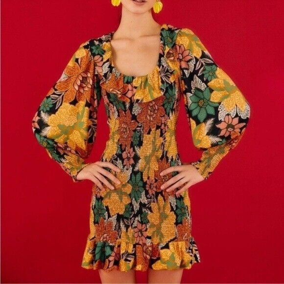 Farm Rio Black  Garden Lenzing Ecovero Viscose Mini Size Small Dress NWT - Picture 10 of 10